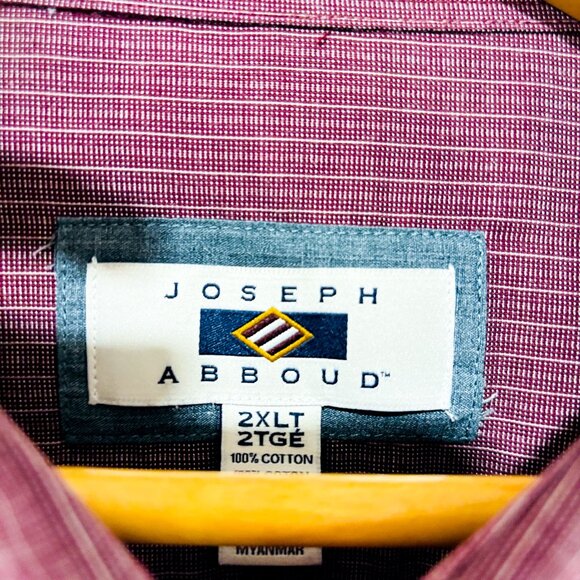 JOSEPH ABBOUD | Burgundy micro-stripe shirt | Classic cotton | Men's XXL * - Picture 4 of 8